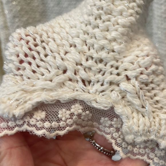 ZARA KNIT Open Front Lace Cardigan Sweater Ivory/ Cream - Picture 4 of 6